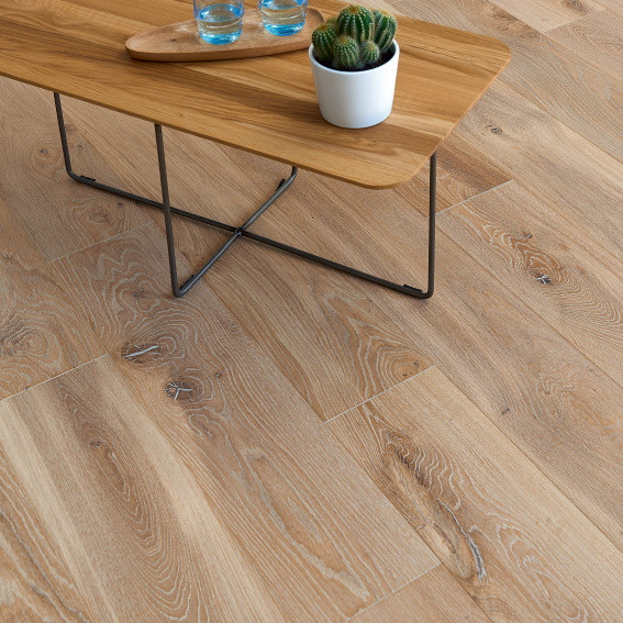 PARQUET DIVA 139 CLIC CHENE ZENITUDE SABLE 12X139MM 4 CHANFREINS - HUILE - SUPPORT HDF