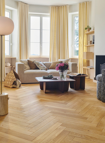 PARQUET BATON ROMPU R+L 90 CHENE CLASSIC/AUTHENTIQUE TOPAZE 12X90MM 4 CHANFREINS - VERNIS MAT - CONTR. MONOLAME