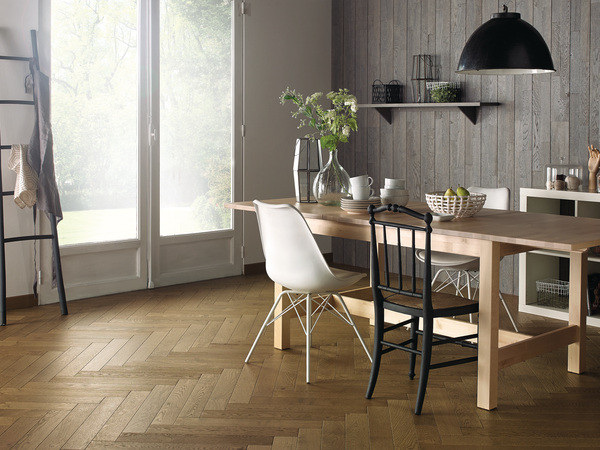 PARQUET BATON ROMPU R+L 90 CHENE CLASSIC/AUTHENTIQUE HABANO 12X90MM 4 CHANFREINS - VERNIS MAT - MONOLAME