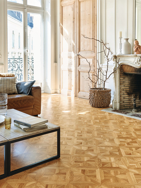 PARQUET CARMEN R+L CHENE CLASSIC SATINE N°1 14X392MM BORDS DROITS - VERNIS SATINE -SUPPORT CP