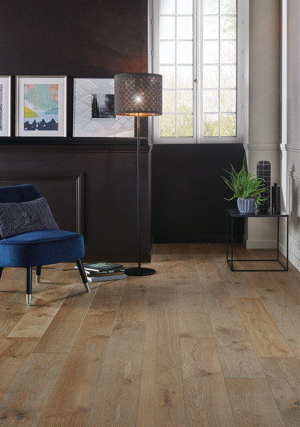PARQUET DIVA 184 R+L CHENE AUTHENTIQUE FLANELLE 15X184MM 4 CHANFREINS - HUILE - SUPPORT CP