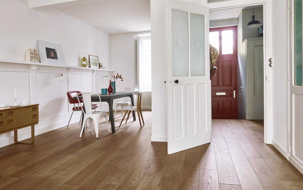 PARQUET DIVA 184 CLIC CHENE AUTHENTIQUE CUIR 12X184MM 4 CHANFREINS - HUILE - SUPPORT HDF