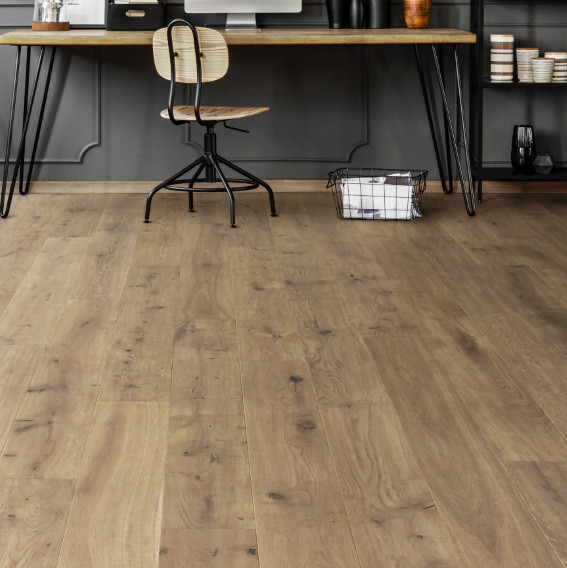 PARQUET LOFT APENNINES 14X190MM 4 CHANFREINS - CHOIX RUSTIQUE/CAMPAGNE - FUME ASPECT GRIS HUILE - CLIC