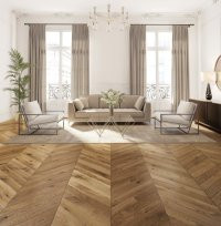 PARQUET LOFT PRO CHENE HAUSSMANN 16X90X500MM POINTE/HONGRIE 4 CHANFREINS - CHOIX PREMIER/BIS - BROSSE VERNI SATINE