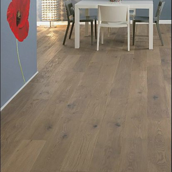 PARQUET LOFT OZARK  14X190MM 4 CHANFREINS CLIC - CHOIX RUSTIQUE/CAMPAGNE - FUME HUILE ASPECT GRIS - CLIC