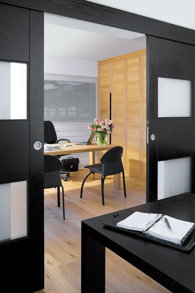 Porte PROBOPORTE Bois massif CHENE Modèle MORELIA (panneau ou vitrée, 2 carreaux)