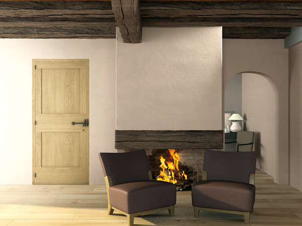 Porte PROBOPORTE Bois massif Modèle QUEYRAS (panneau ou vitrée, 4 carreaux)