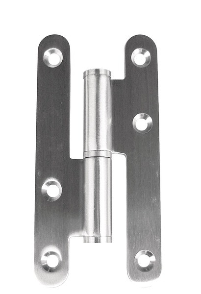 JEU PAUMELLES INOX BROSSE 304 110X55 NŒUD PLAT 12,5MM HAUTEUR 73MM GAUCHE