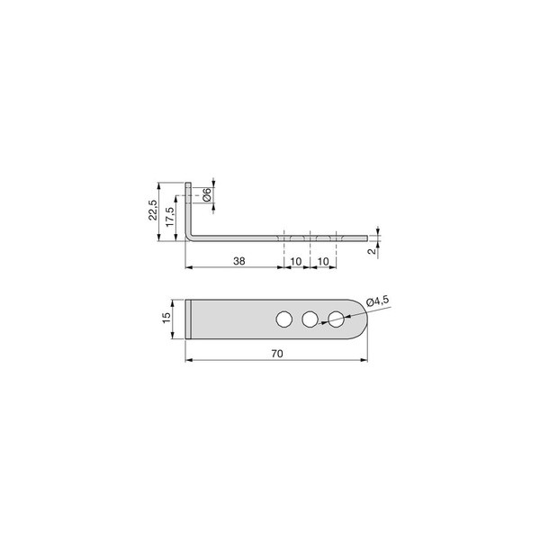 EMUCA EQUERRE D'ASSSEMBLAGE ACIER ZINGUE 70X22,5MM 4 TROUS POUR MEUBLES - SACHET DE 20UN -