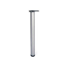 EMUCA PIED DE TABLE REGLABLE ACIER FINITION ALUMINIUM DIAMETRE 60MM HAUTEUR 738MM AVEC EMBASE ET VIS