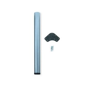 EMUCA PIED DE TABLE REGLABLE ACIER FINITION ALUMINIUM DIAMETRE 60MM HAUTEUR 870MM AVEC EMBASE ET VIS