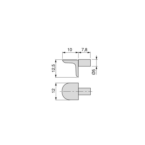 EMUCA TAQUET AVEC GOUJON ZAMAK NICKELE DIAMETRE 5MM POUR TABLETTE - SACHET DE 100UN -