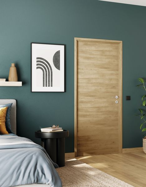 SOGAL BLOC PORTE ESSENTIA SALVIA MELAMINE CHENE M25 730 DROITE POUSSANT SERRURE A CLE