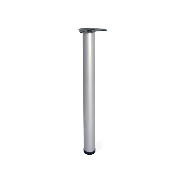 EMUCA PIED DE TABLE REGLABLE ACIER FINITION ALUMINIUM DIAMETRE 60MM HAUTEUR 870MM AVEC EMBASE ET VIS
