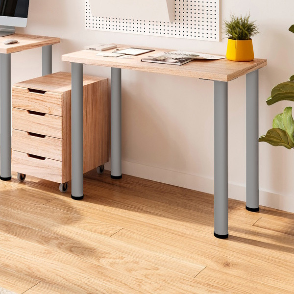 EMUCA PIED DE TABLE REGLABLE ACIER FINITION ALUMINIUM DIAMETRE 60MM HAUTEUR 870MM AVEC EMBASE ET VIS