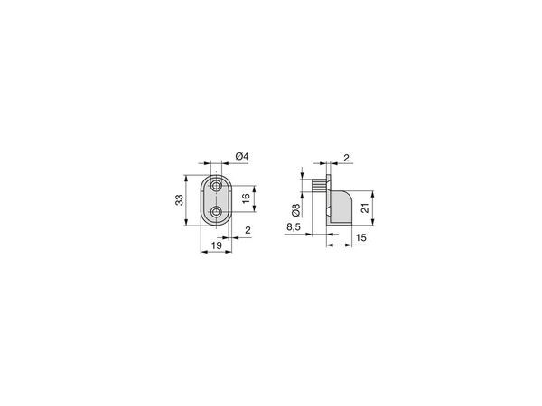 EMUCA SUPPORT LATERAL CHROME OVALE POUR BARRE ARMOIRE - SACHET DE 4 UN