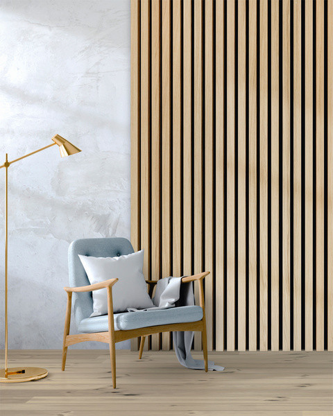 WALL SLATS ASTRATA 4.0 TASSEAU MDF 31X31MM 3 FACES IVORY OAK VERNI LONGUEUR 3040MM