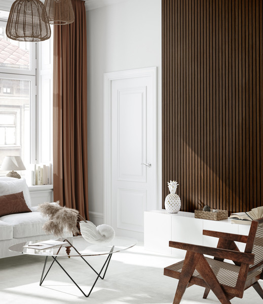 PANNEAU MURAL MAESTRO LATT WARM WALNUT 00211 / MATTE BLACK  2770X300X20MM - COLIS DE 2 PIECES