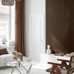 PANNEAU MURAL MAESTRO LATT WARM WALNUT 00211 / MATTE BLACK  2770X300X20MM - COLIS DE 2 PIECES
