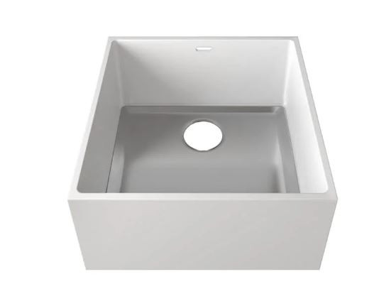 EVIER DE CUISINE A FOND INOX RESINE KERROCK ELLA 400-UN GRANIT (402X402X170) KIT TROP PLEIN INCLUS