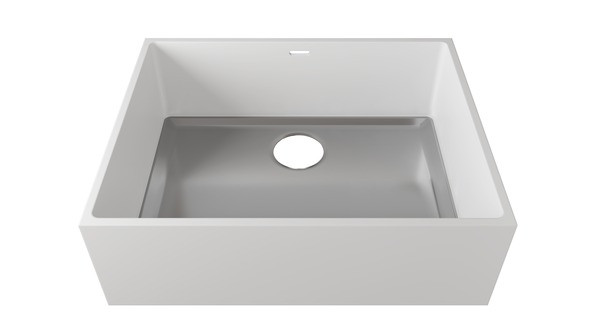 EVIER DE CUISINE A FOND INOX RESINE KERROCK ELLA 500-UN GRANIT (502X402X170) KIT TROP PLEIN INCLUS