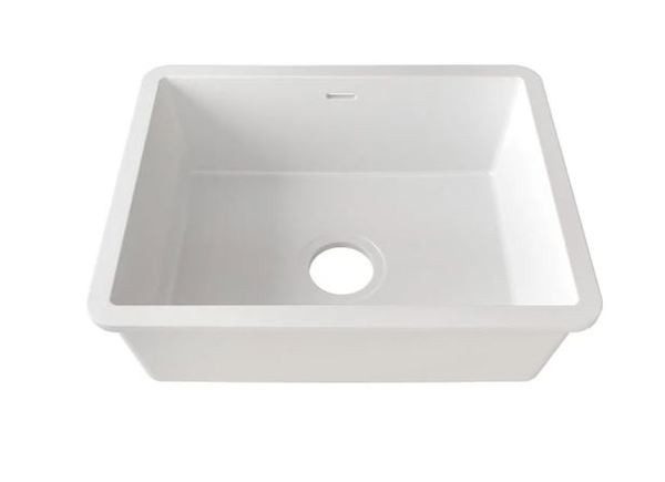EVIER DE CUISINE RESINE KERROCK NADIA SNOW WHITE 108 (490X370X180) KIT TROP PLEIN INCLUS