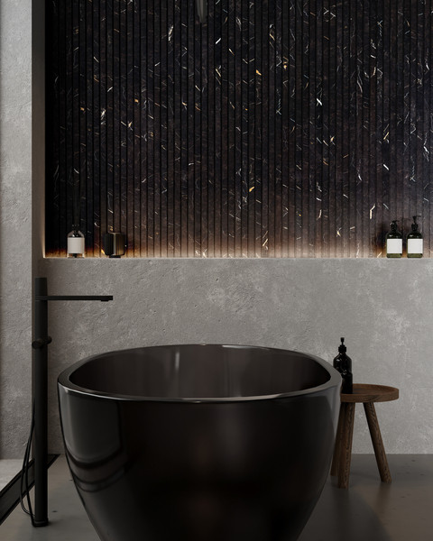 PANNEAU MURAL MAESTRO LATT HYDROFUGE BLACK MARBLE 00214 / NOVO NOIR 2770X300X16MM -  COLIS DE 2 PIECES