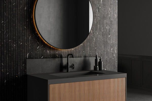 PANNEAU MURAL MAESTRO LATT HYDROFUGE BLACK MARBLE 00214 / NOVO NOIR 2770X300X16MM -  COLIS DE 2 PIECES
